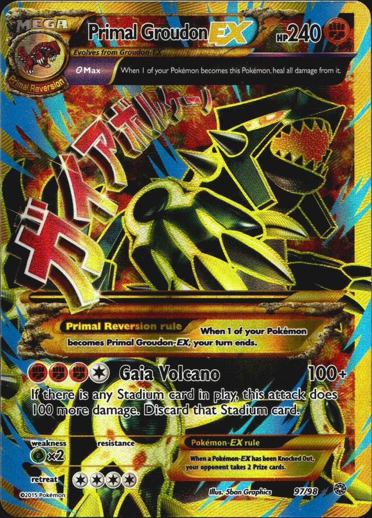 Primal Groudon EX 97/98 Secret Rare Ancient Origins Pokemon Moderately Played