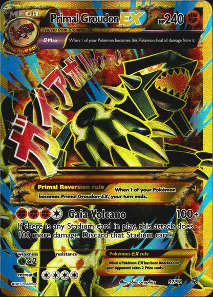 Primal Groudon EX 97/98 Secret Rare Ancient Origins Pokemon Moderately Played
