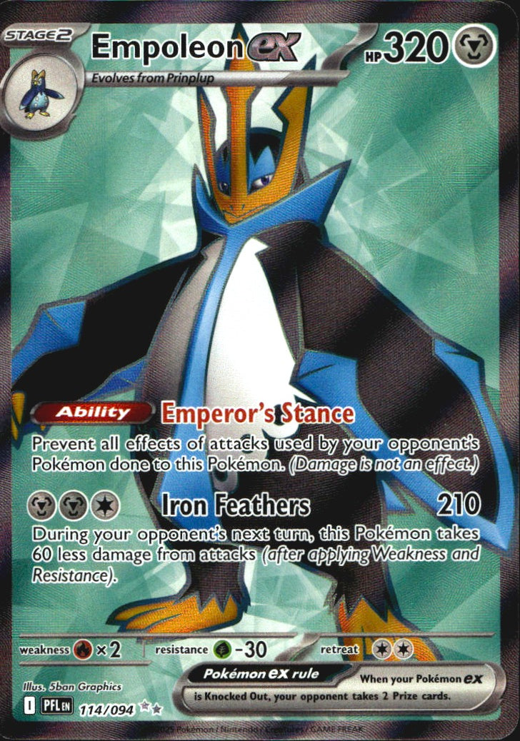 Empoleon ex 114/094 Phantasmal Flames Ultra Rare Pokemon Holo Near Mint
