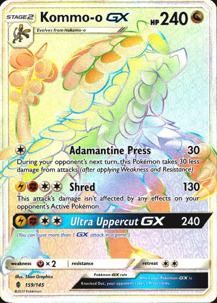 Kommo-o GX (Secret) 159/145 Guardians Rising Holo Secret Rare Pokemon LP