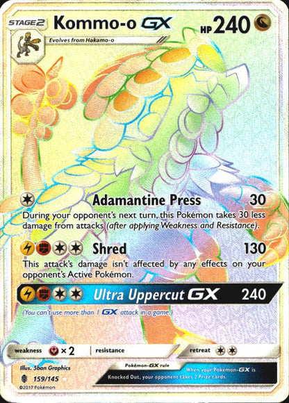 Kommo-o GX (Secret) 159/145 Guardians Rising Holo Secret Rare Pokemon LP