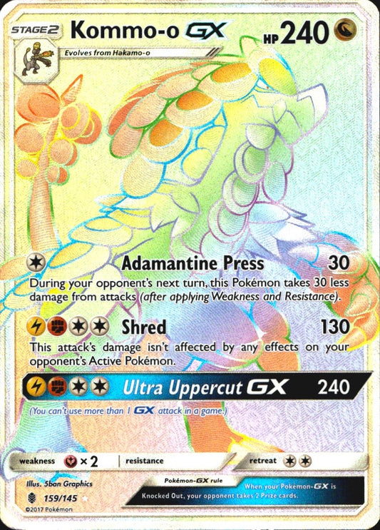 Kommo-o GX (Secret) 159/145 Guardians Rising Holo Secret Rare Pokemon LP