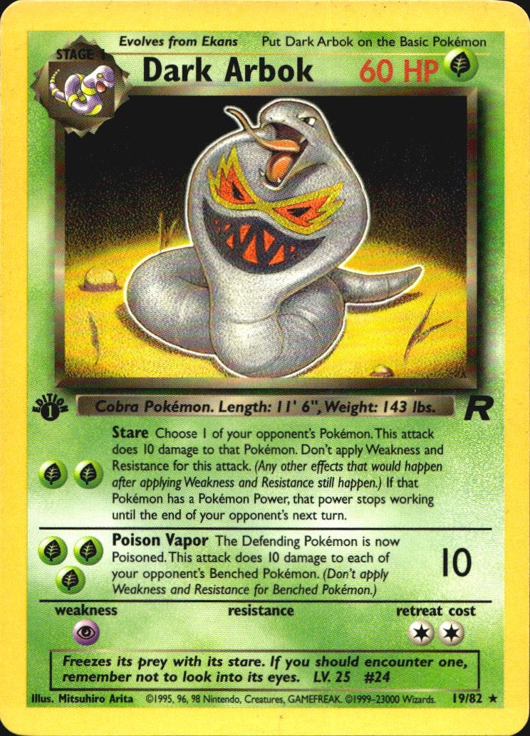 Dark Arbok 19/82 Team Rocket Rare Pokemon 1st Edition Near Mint