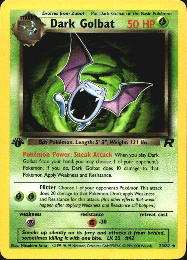 Dark Golbat 24/82 Team Rocket Rare Pokemon 1st Edition Near Mint