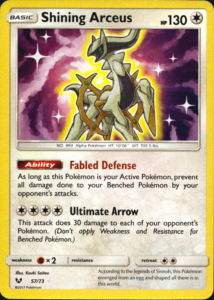 Shining Arceus 57/73 Rare Shining Shining Legends Pokemon Near Mint