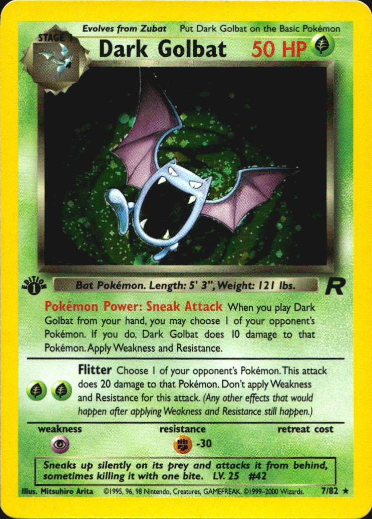 Dark Golbat 7/82 Rare Team Rocket Pokemon 1st Edition Holo Near Mint