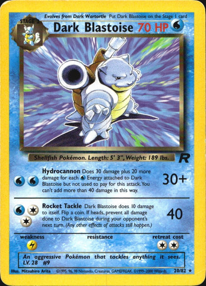 Dark Blastoise 20/82 Rare Team Rocket Pokemon Moderately Played