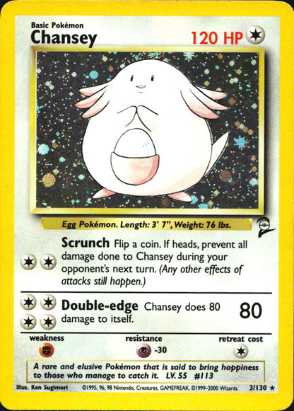 Chansey 3/130 Holo Rare Base Set 2 Pokemon Near Mint