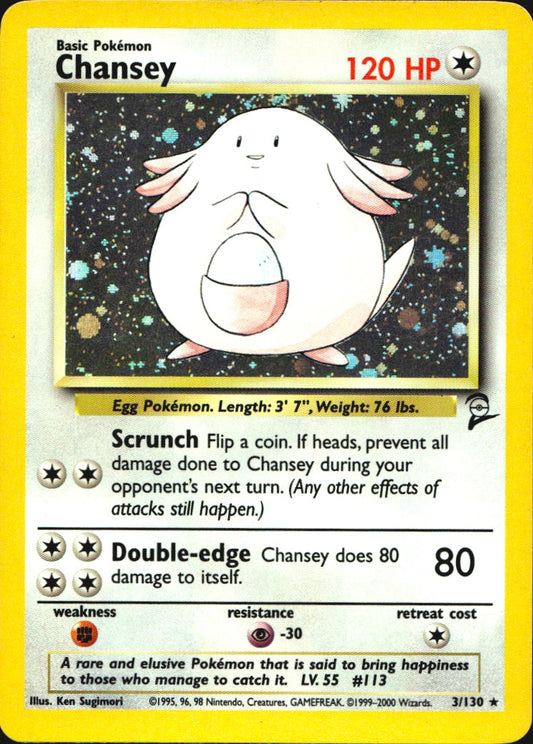 Chansey 3/130 Holo Rare Base Set 2 Pokemon Near Mint