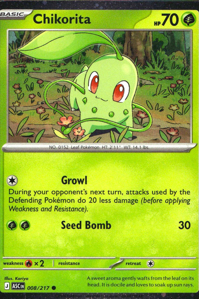 Chikorita (Cosmos Holo) 008/217 Miscellaneous Cards & Products Common Pokemon NM