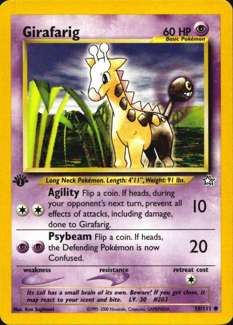Girafarig 58/111 Common Neo Genesis Pokemon 1st Edition Near Mint