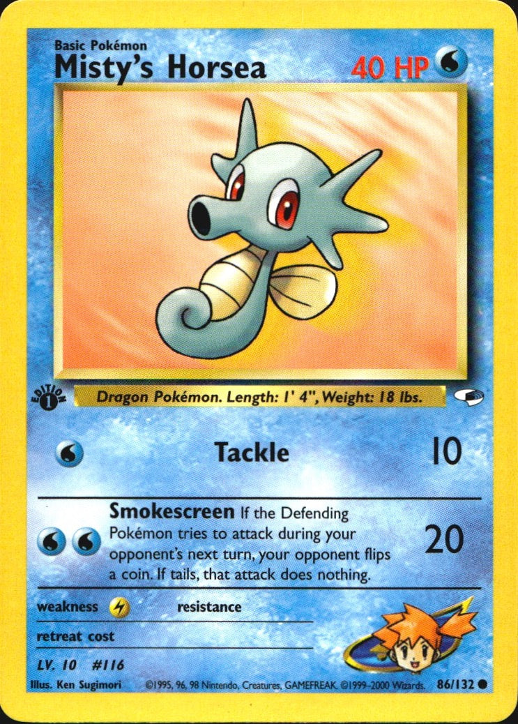 Misty's Horsea 86/132 Gym Heroes Common Pokemon 1st Edition Near Mint