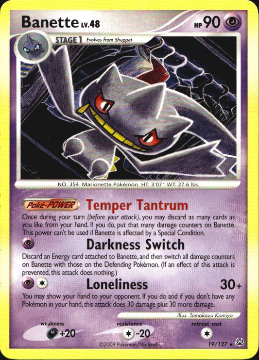 Banette 19/127 Platinum Rare Pokemon Near Mint