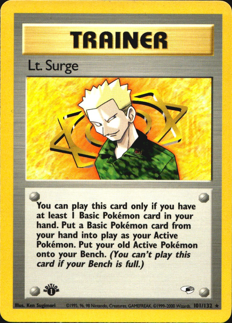 Lt. Surge 101/132 Gym Heroes Rare Pokemon 1st Edition Near Mint