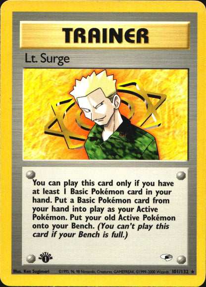 Lt. Surge 101/132 Gym Heroes Rare Pokemon 1st Edition Near Mint