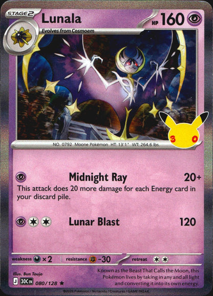 Lunala 080/128 ME: 30th Celebration Pokemon Holo Near Mint