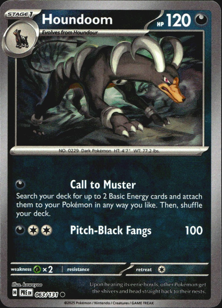 Houndoom (Master Ball Pattern) 063/131 Prismatic Evolutions Pokemon Holo NM