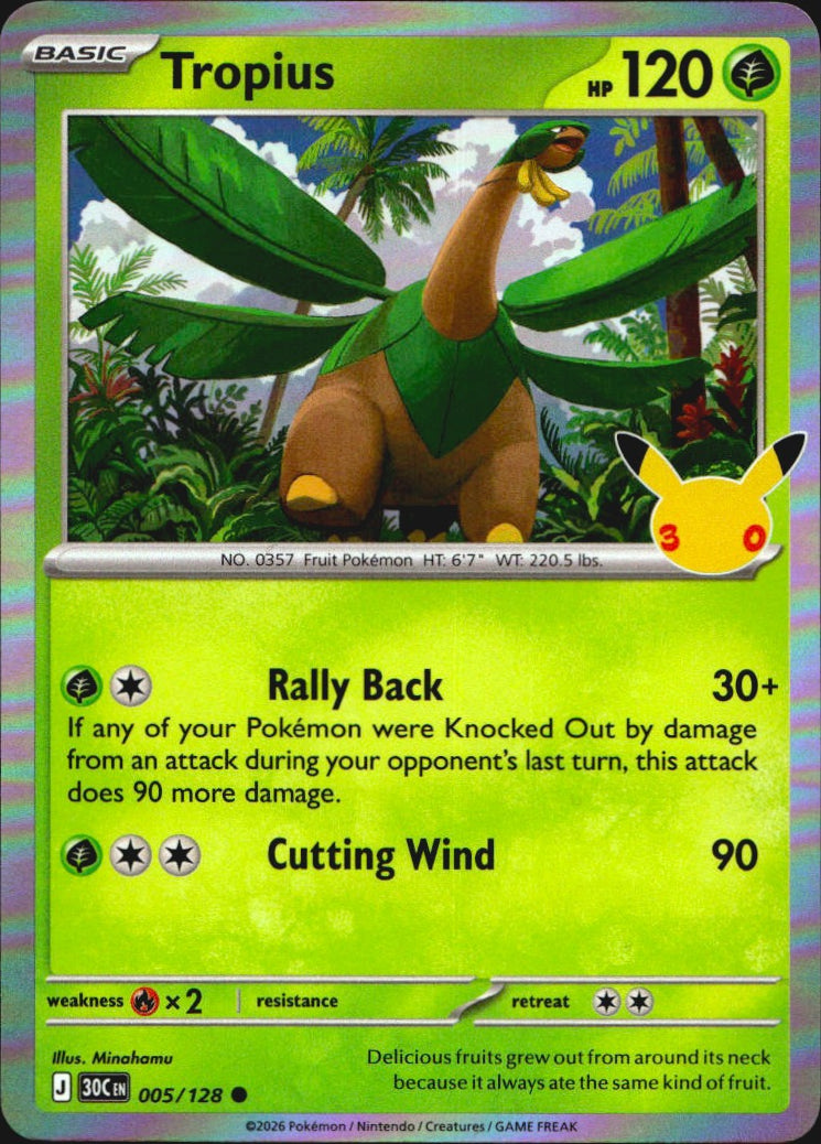 Tropius 005/128 ME: 30th Celebration Holo Common Pokemon Near Mint