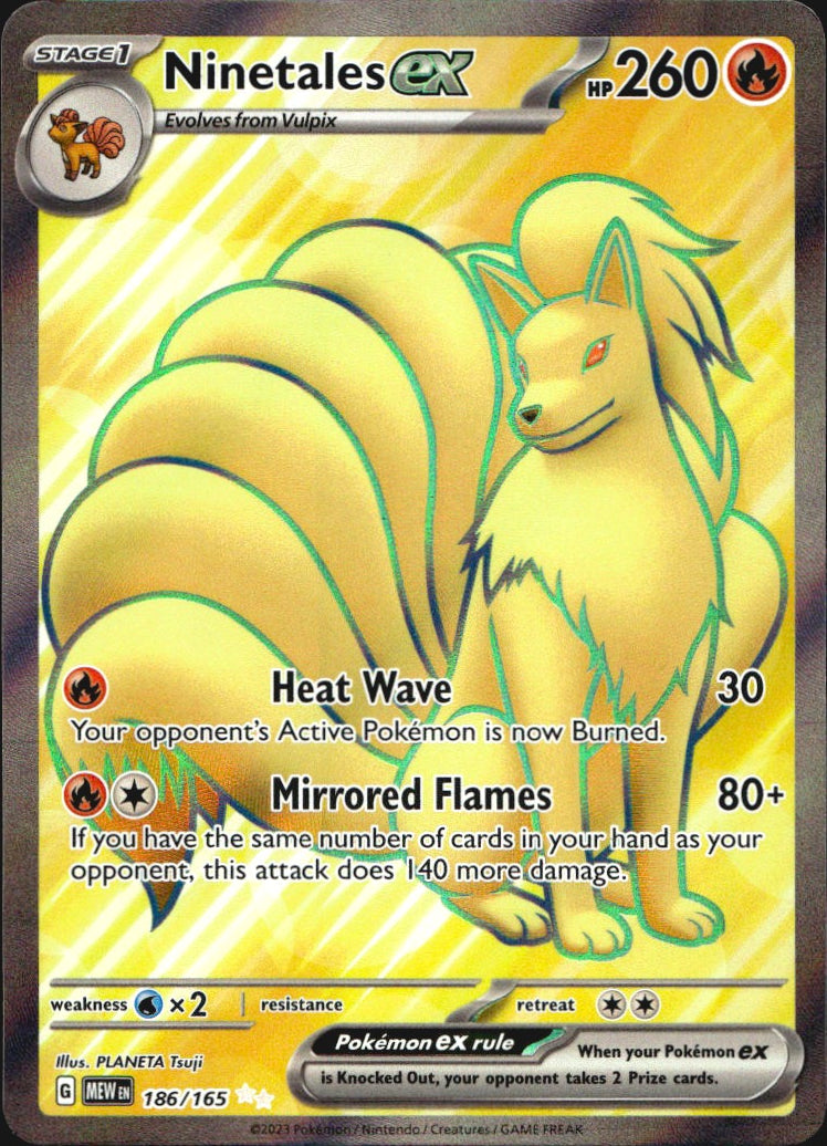 Ninetales ex 186/165 151 Ultra Rare Pokemon Holo Near Mint