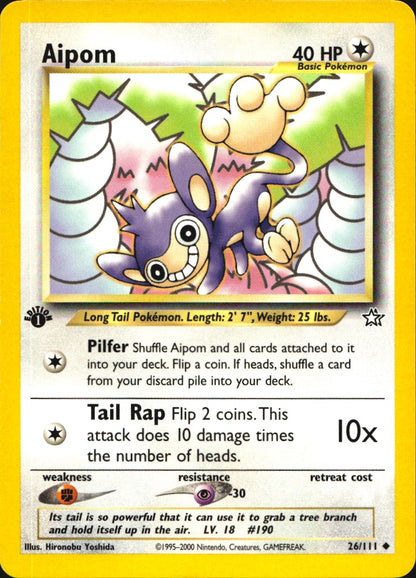 Aipom 26/111 Uncommon Neo Genesis Pokemon 1st Edition Near Mint
