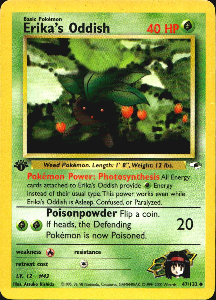 Erika's Oddish 47/132 Gym Heroes Uncommon Pokemon 1st Edition Near Mint