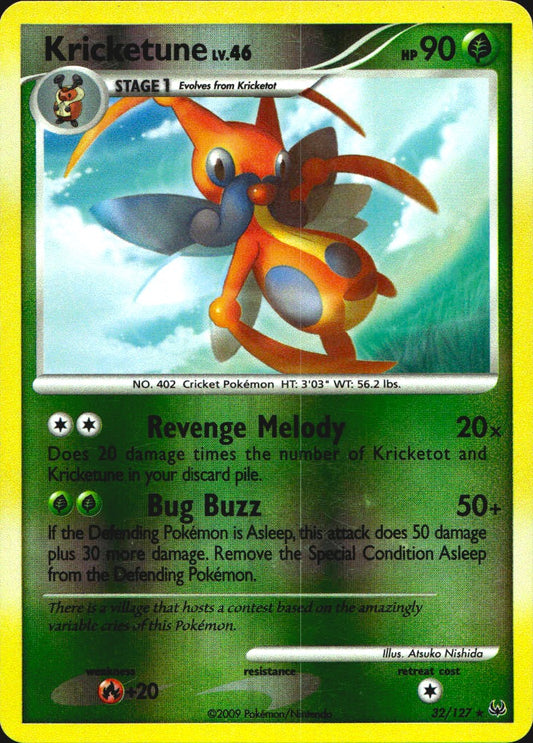 Kricketune 32/127 Platinum Rare Pokemon Reverse Holo Near Mint