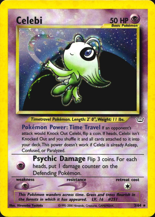 Celebi 3/64 Rare Neo Revelation Pokemon Unlimited Holo Near Mint