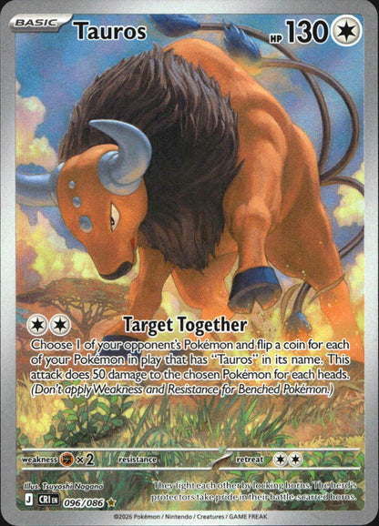 Tauros 096/086 Holo Illustration Rare Chaos Rising Pokemon Near Mint
