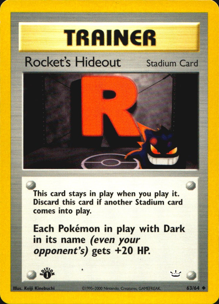 Rocket's Hideout 63/64 Neo Revelation Uncommon Pokemon 1st Edition Near Mint