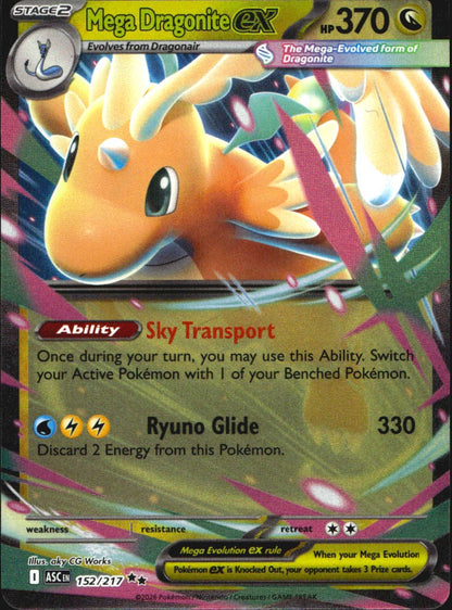 Mega Dragonite ex 152/217 Ascended Heroes Double Rare Pokemon Holo Near Mint