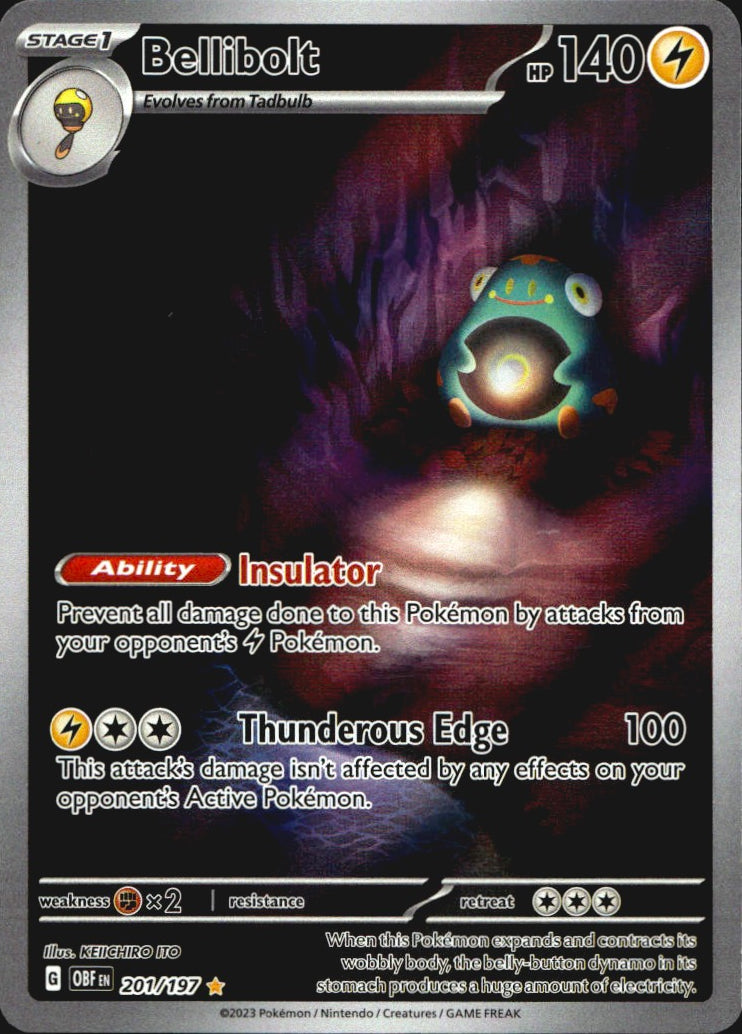Bellibolt 201/197 Obsidian Flames Illustration Rare Pokemon Holo Near Mint