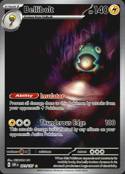 Bellibolt 201/197 Obsidian Flames Illustration Rare Pokemon Holo Near Mint