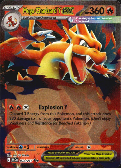 Mega Charizard Y ex 022/217 Ascended Heroes Double Rare Pokemon Holo Near Mint
