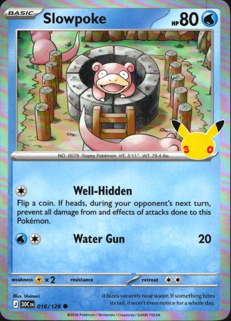 Slowpoke 016/128 ME: 30th Celebration Common Pokemon Holo Near Mint