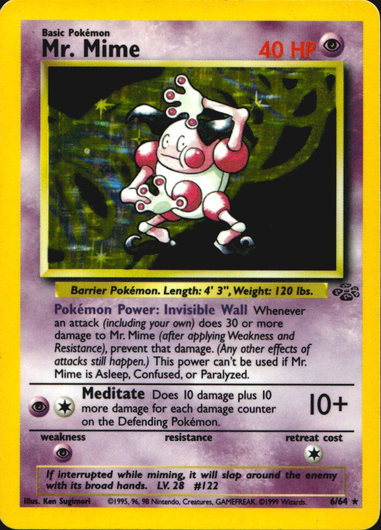 Mr. Mime 6/64 Rare Jungle Pokemon Unlimited Holo Lightly Played