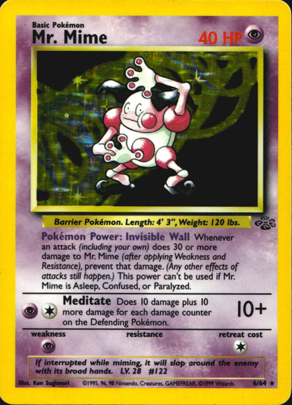 Mr. Mime 6/64 Rare Jungle Pokemon Unlimited Holo Lightly Played