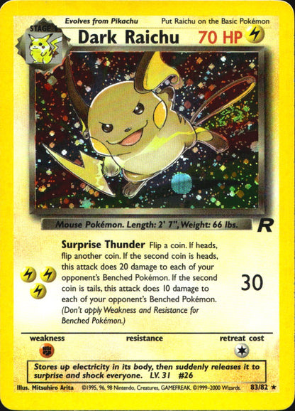 Dark Raichu 83/82 Secret Rare Team Rocket Pokemon Near Mint