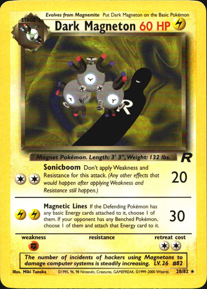 Dark Magneton 28/82 Rare Team Rocket Pokemon Near Mint