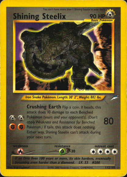 Shining Steelix 112/105 Rare Shining Neo Destiny Pokemon Moderately Played