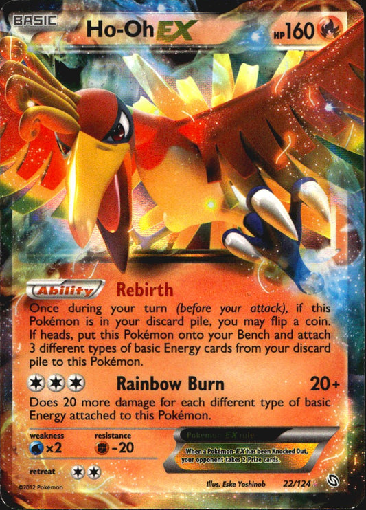 Ho-Oh EX 22/124 Dragons Exalted Holo EX Rare Pokemon Moderately Played