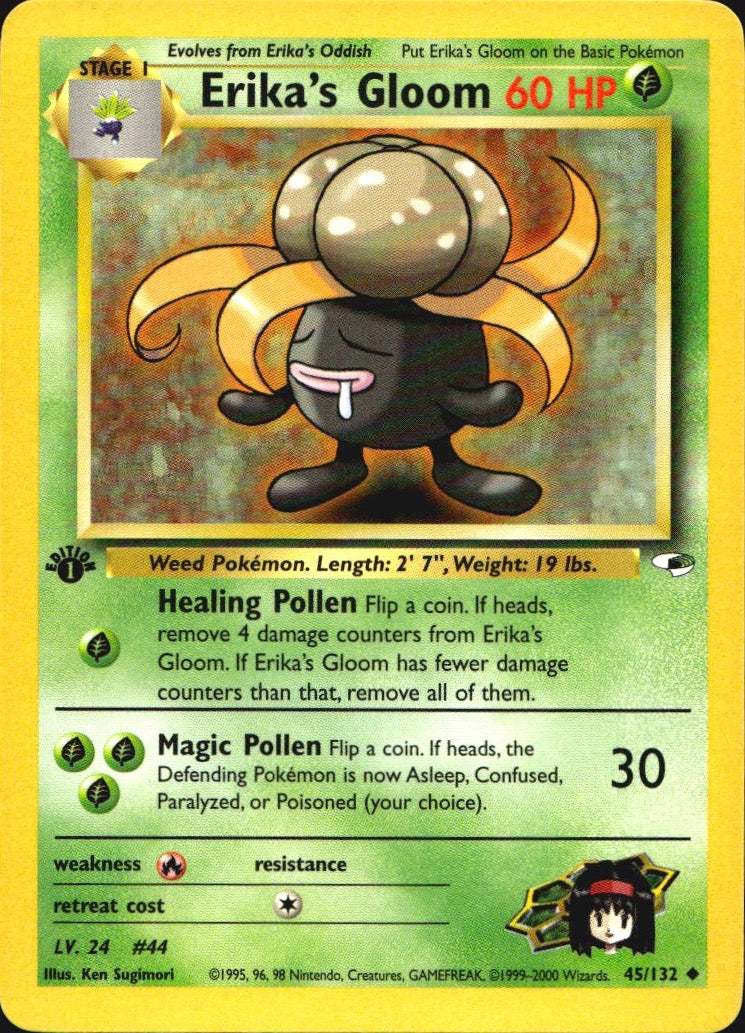 Erika's Gloom 45/132 Gym Heroes Uncommon Pokemon 1st Edition Near Mint