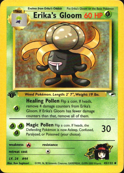 Erika's Gloom 45/132 Gym Heroes Uncommon Pokemon 1st Edition Near Mint
