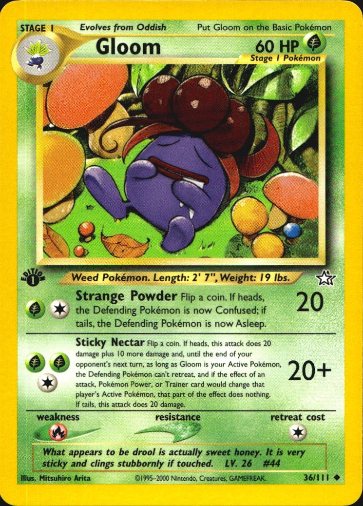 Gloom 36/111 Uncommon Neo Genesis Pokemon 1st Edition Near Mint