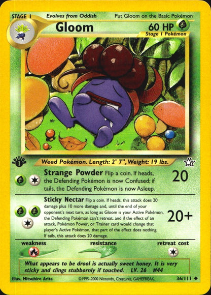 Gloom 36/111 Uncommon Neo Genesis Pokemon 1st Edition Near Mint