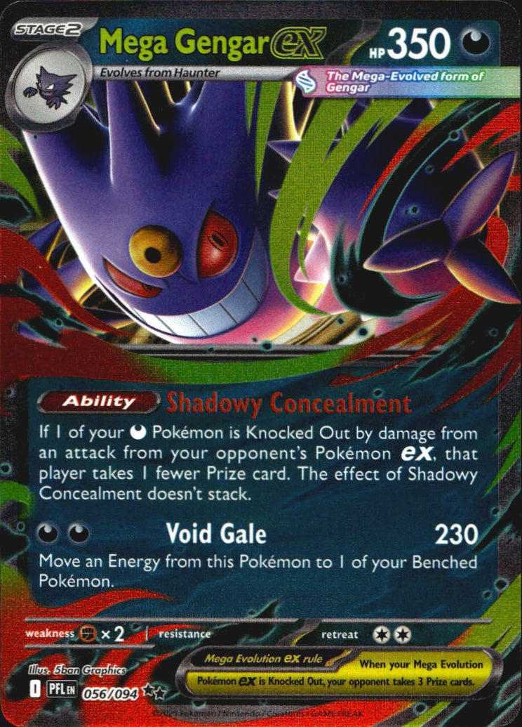 Mega Gengar ex 056/094 Phantasmal Flames Double Rare Pokemon Holo Near Mint