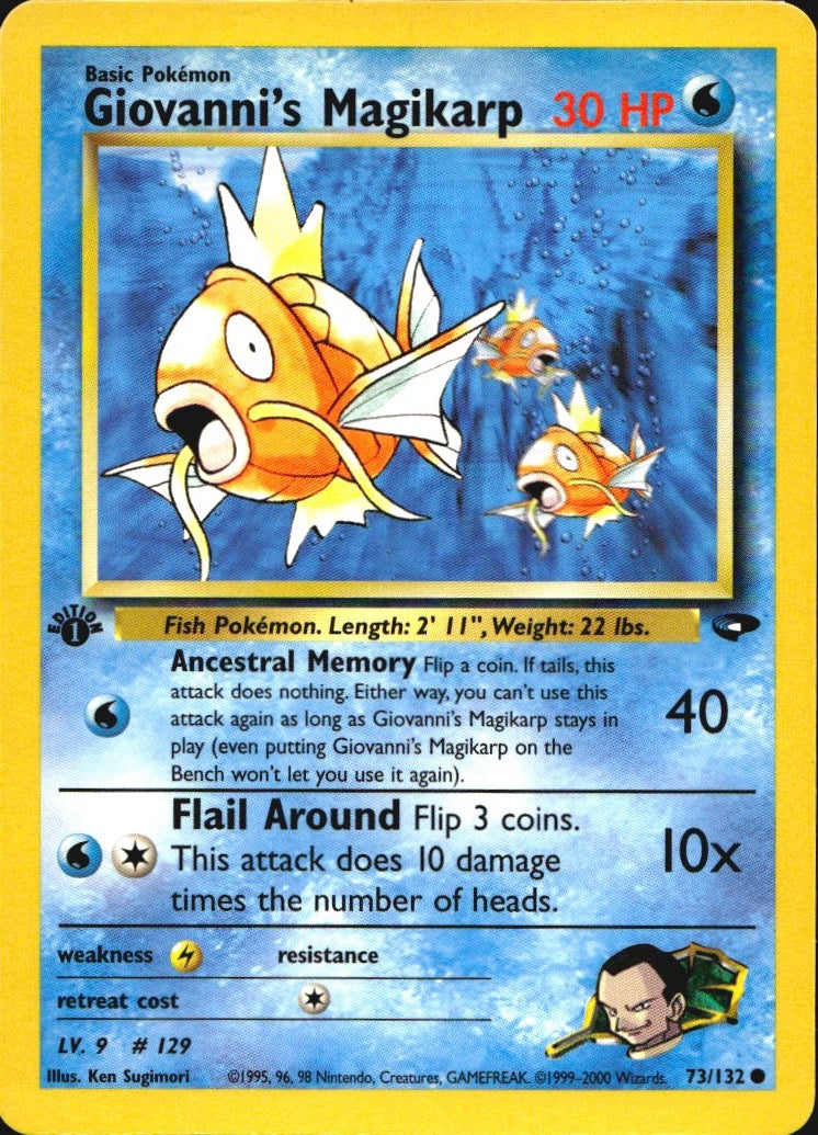 Giovanni's Magikarp 73/132 Gym Challenge Common Pokemon 1st Edition Near Mint