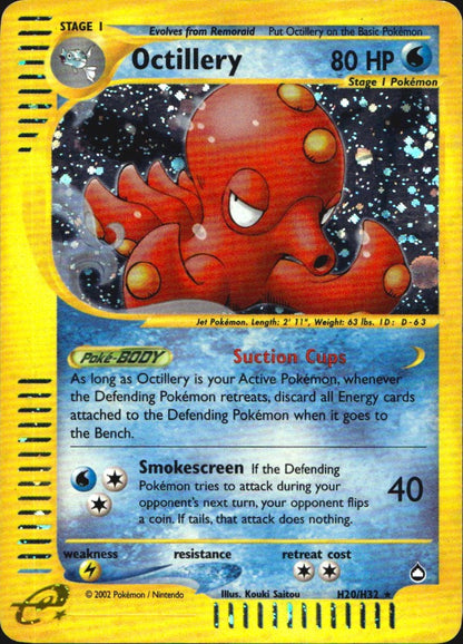 Octillery H20/H32 Holo Rare Aquapolis Pokemon Moderately Played