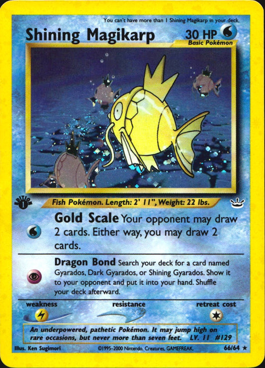 Shining Magikarp 66/64 Rare Shining Neo Revelation Pokemon 1st Edition Holo MP