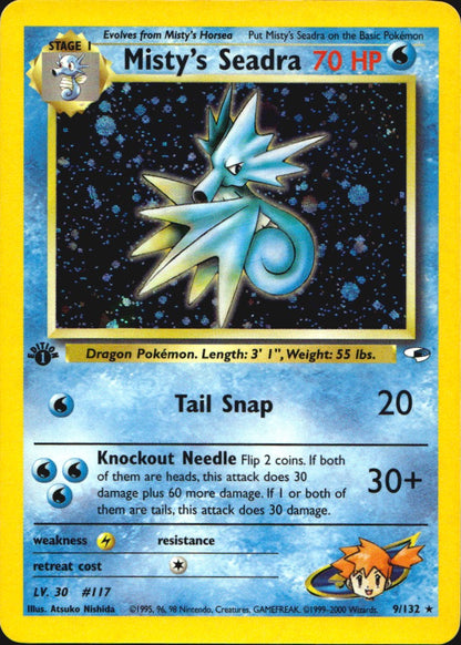 Misty's Seadra 9/132 Rare Gym Heroes Pokemon 1st Edition Holo Near Mint