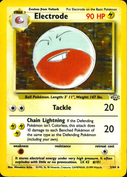 Electrode 2/64 Holo Rare Jungle Pokemon Lightly Played